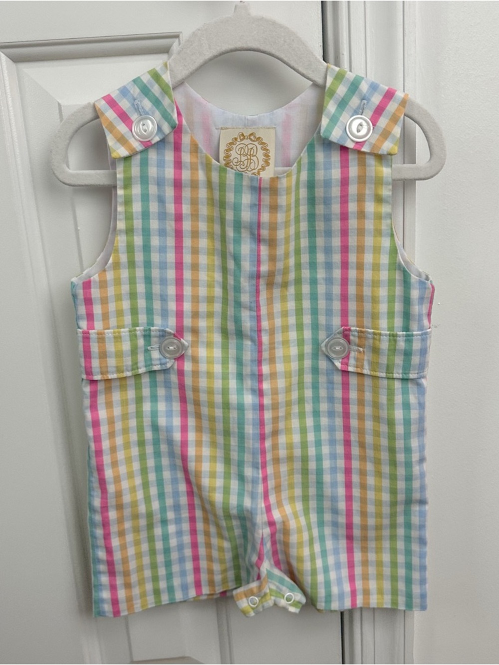 The Beaufort bonnet company short all 12-18m pastel plaid